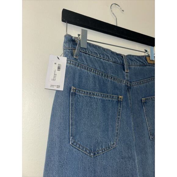 Denim Skirt Sz 2 Long Duster Medium Wash Quilted Slit Jean Maxi Skirt Hippie NWT - Picture 5 of 5